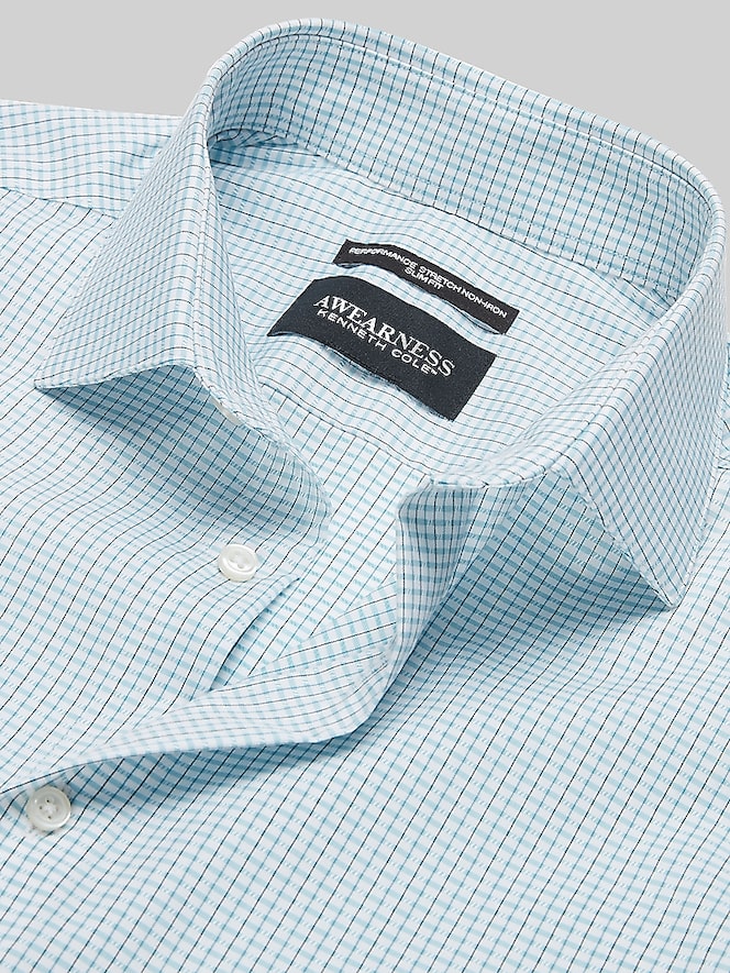 Awearness Kenneth Cole Slim Fit Performance Stretch Dobby Check Dress Shirt