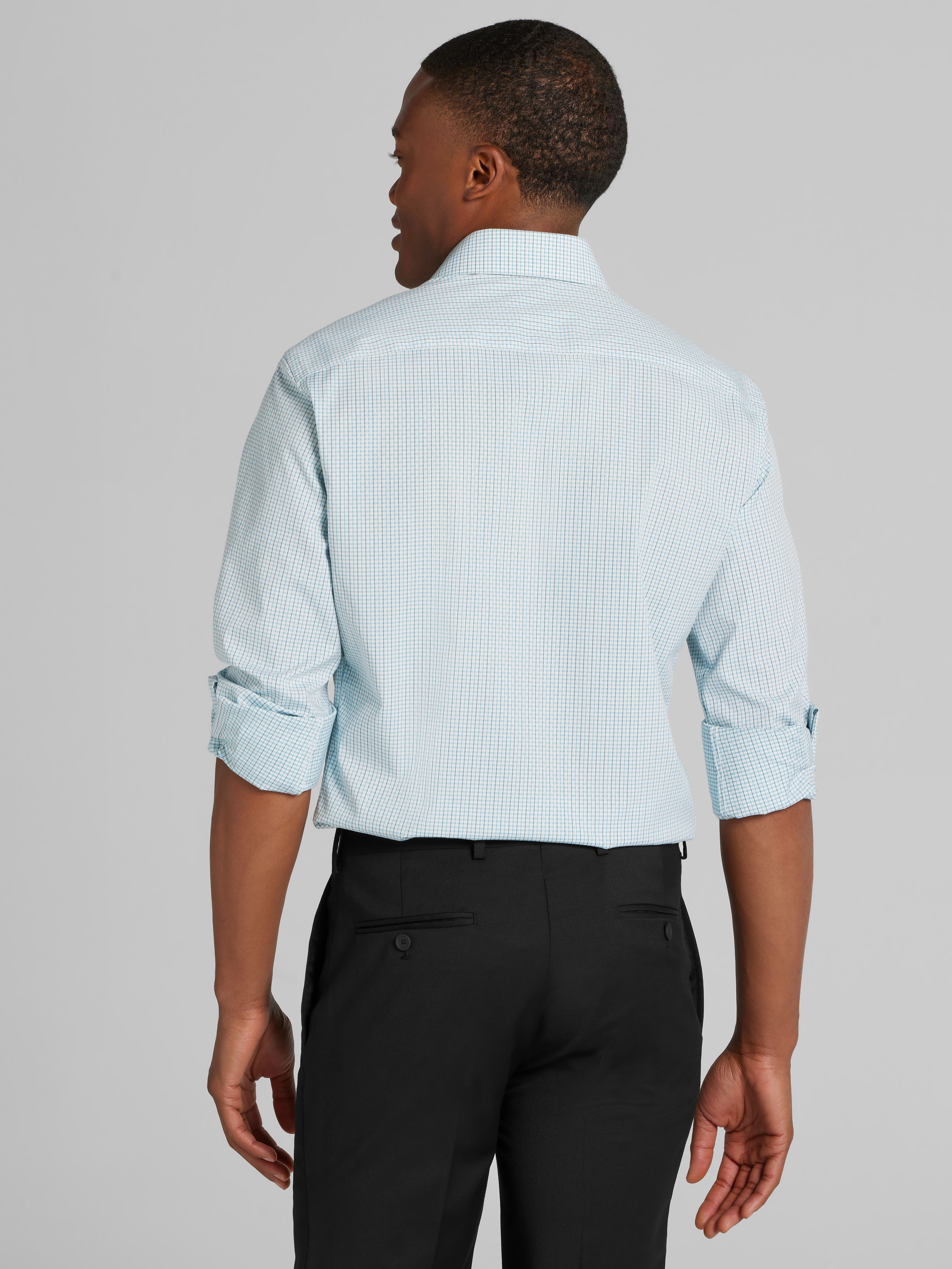 Slim Fit Performance Stretch Dobby Check Dress Shirt