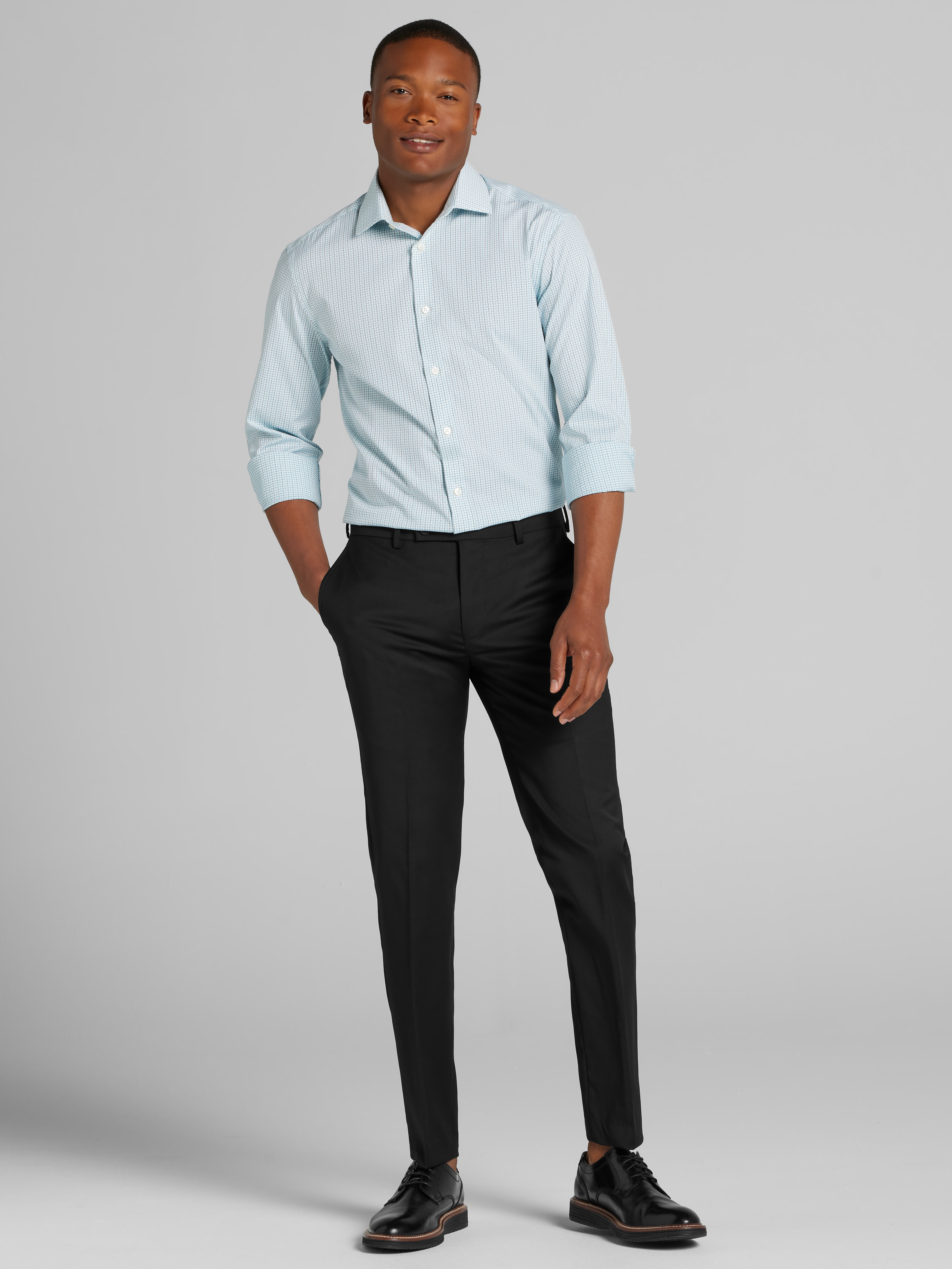 Slim Fit Performance Stretch Dobby Check Dress Shirt