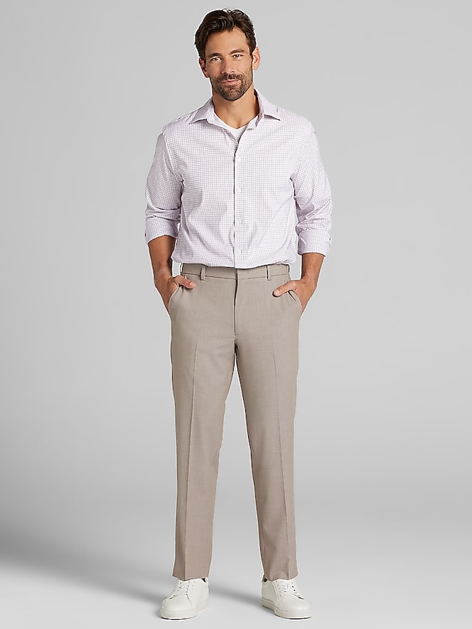 Joseph Abboud Relaxed Fit Performance Small Plaid Dress Shirt