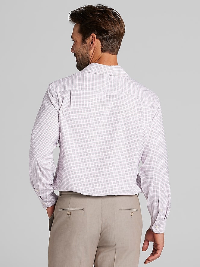 Joseph Abboud Relaxed Fit Performance Small Plaid Dress Shirt