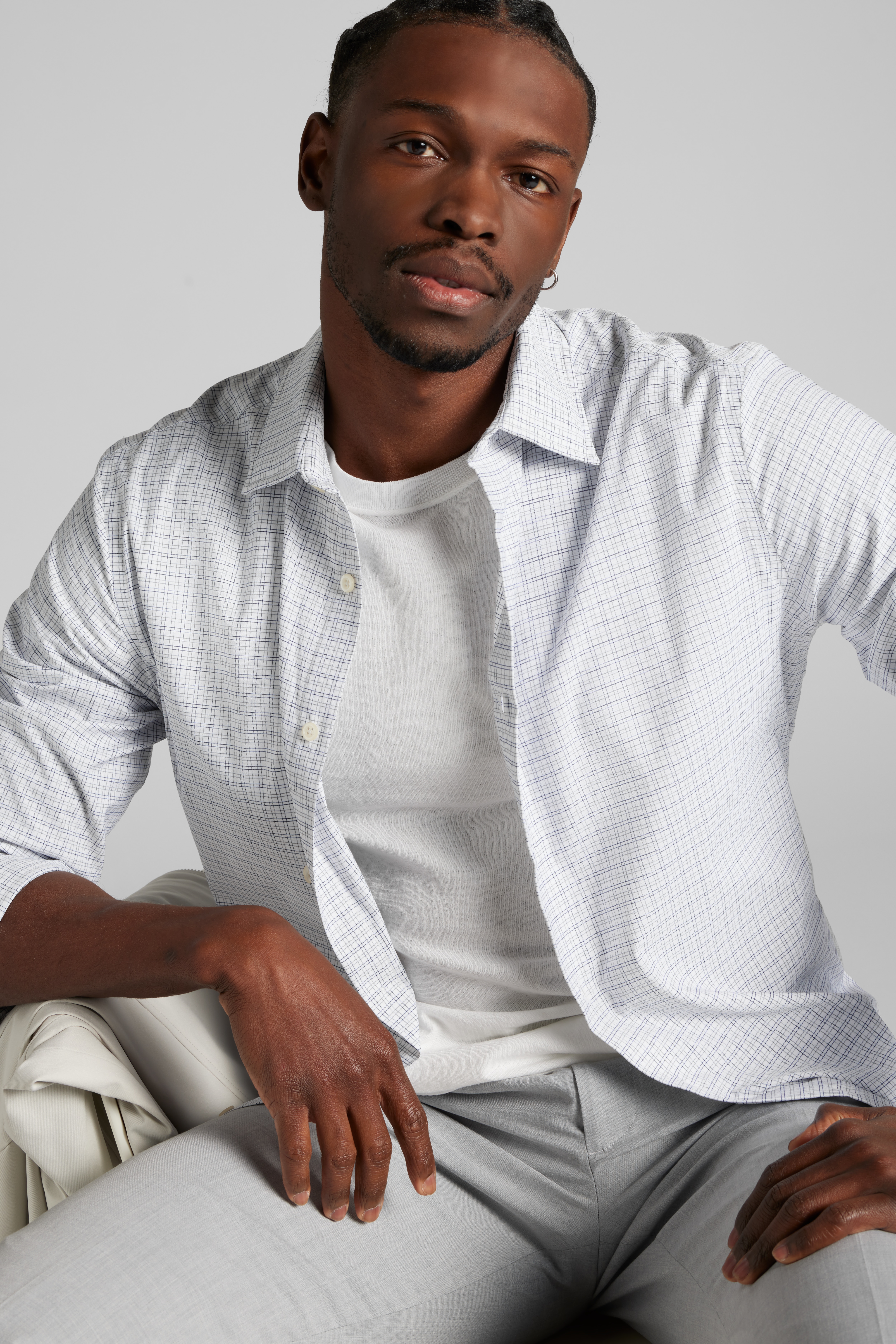 Relaxed Fit Performance Small Plaid Dress Shirt
