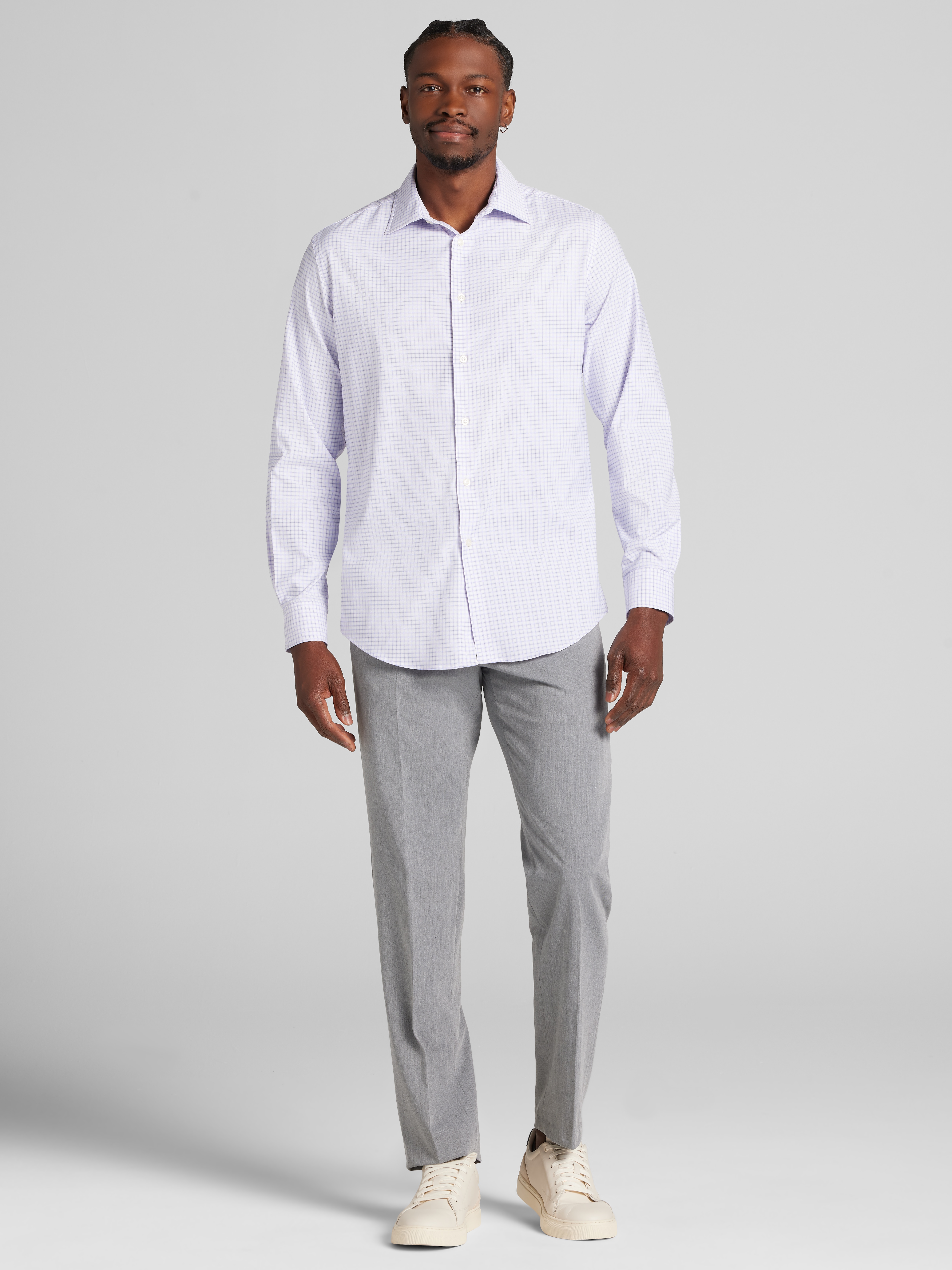 Modern Fit Performance Plaid Dress Shirt