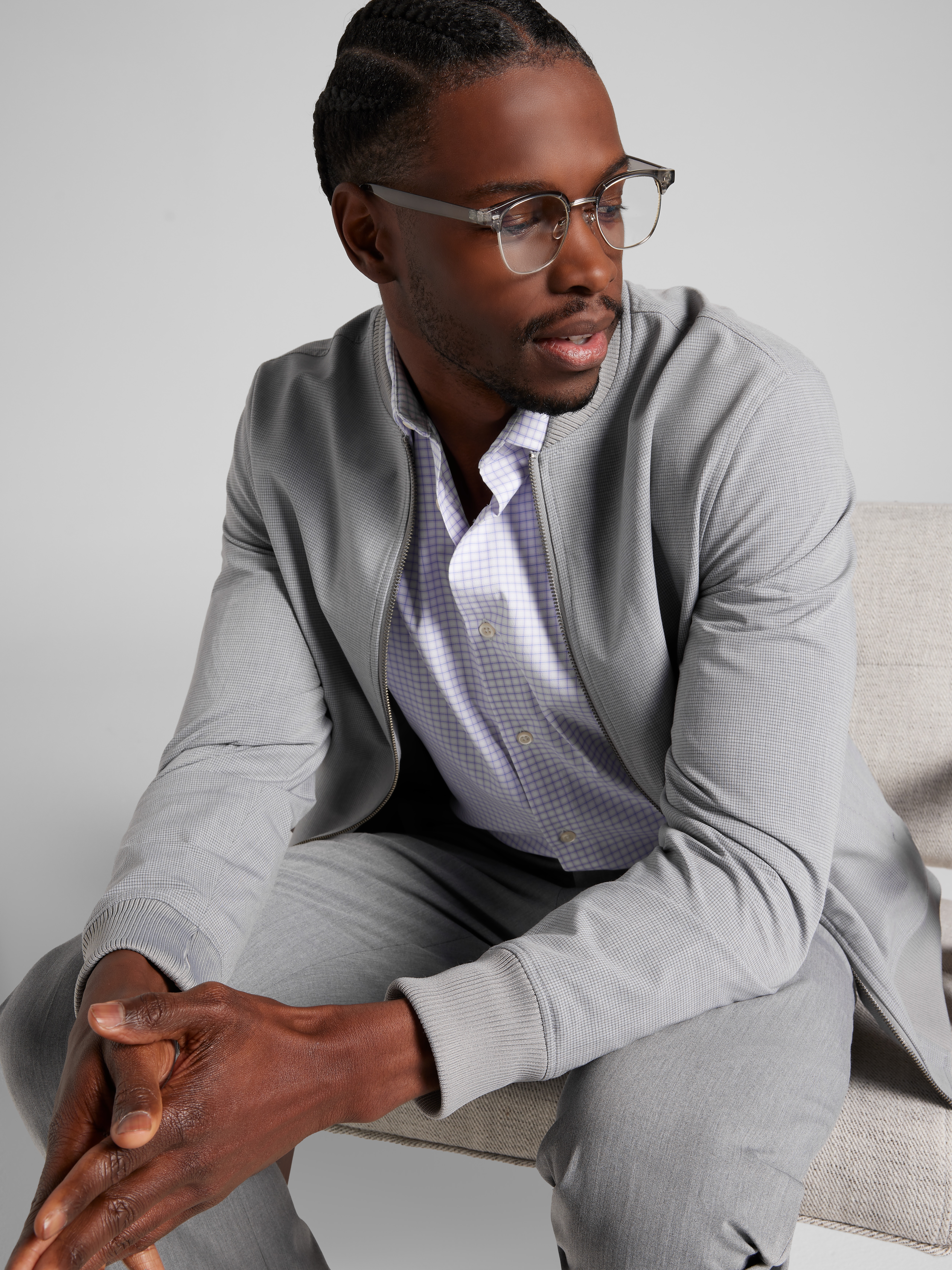 Modern Fit Performance Plaid Dress Shirt