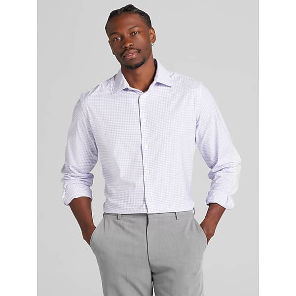 Joseph Abboud Men's Modern Fit Performance Plaid Dress Shirt Purple - Size: 17 32/33 TMW5B1N70375