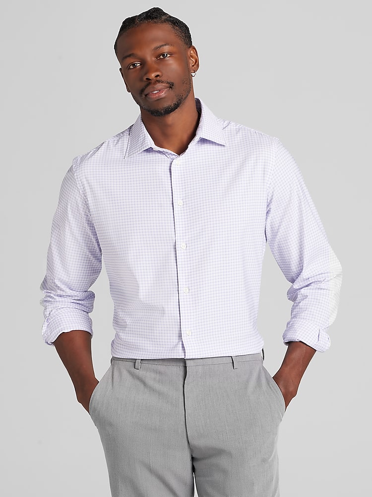 Joseph Abboud Modern Fit Plaid Dress Shirt, Purple | Men's Wearhouse