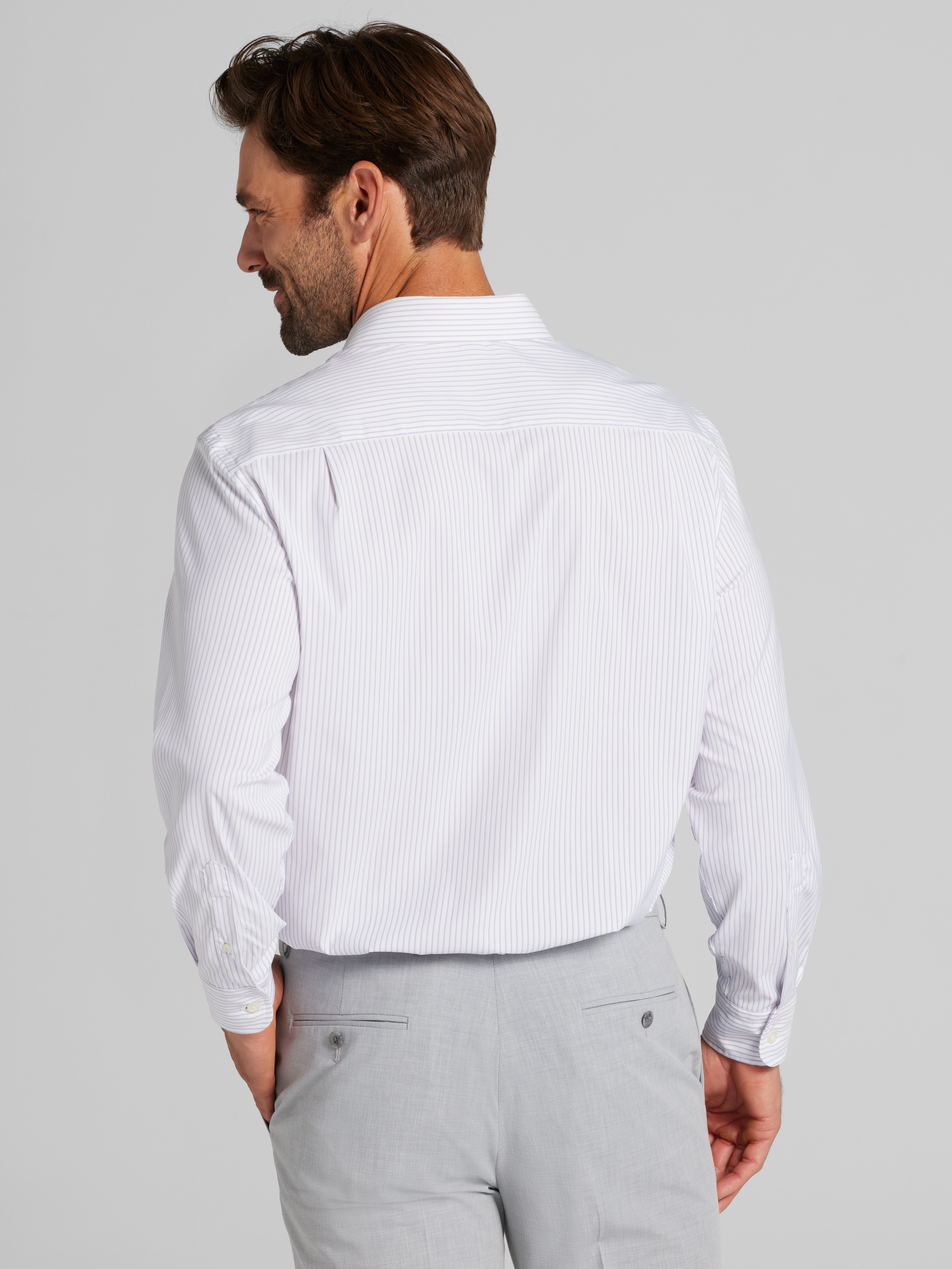 Modern Fit Performance Stripe Dress Shirt