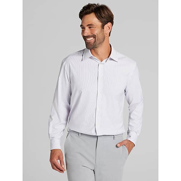 Joseph Abboud Big & Tall Men's Modern Fit Performance Stripe Dress Shirt Purple - Size: 19 36/37
