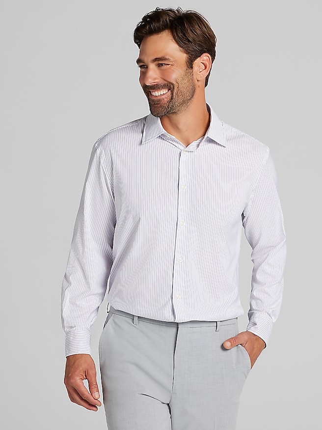 Joseph Abboud Men's Modern Fit Performance Stripe Dress Shirt , Purple