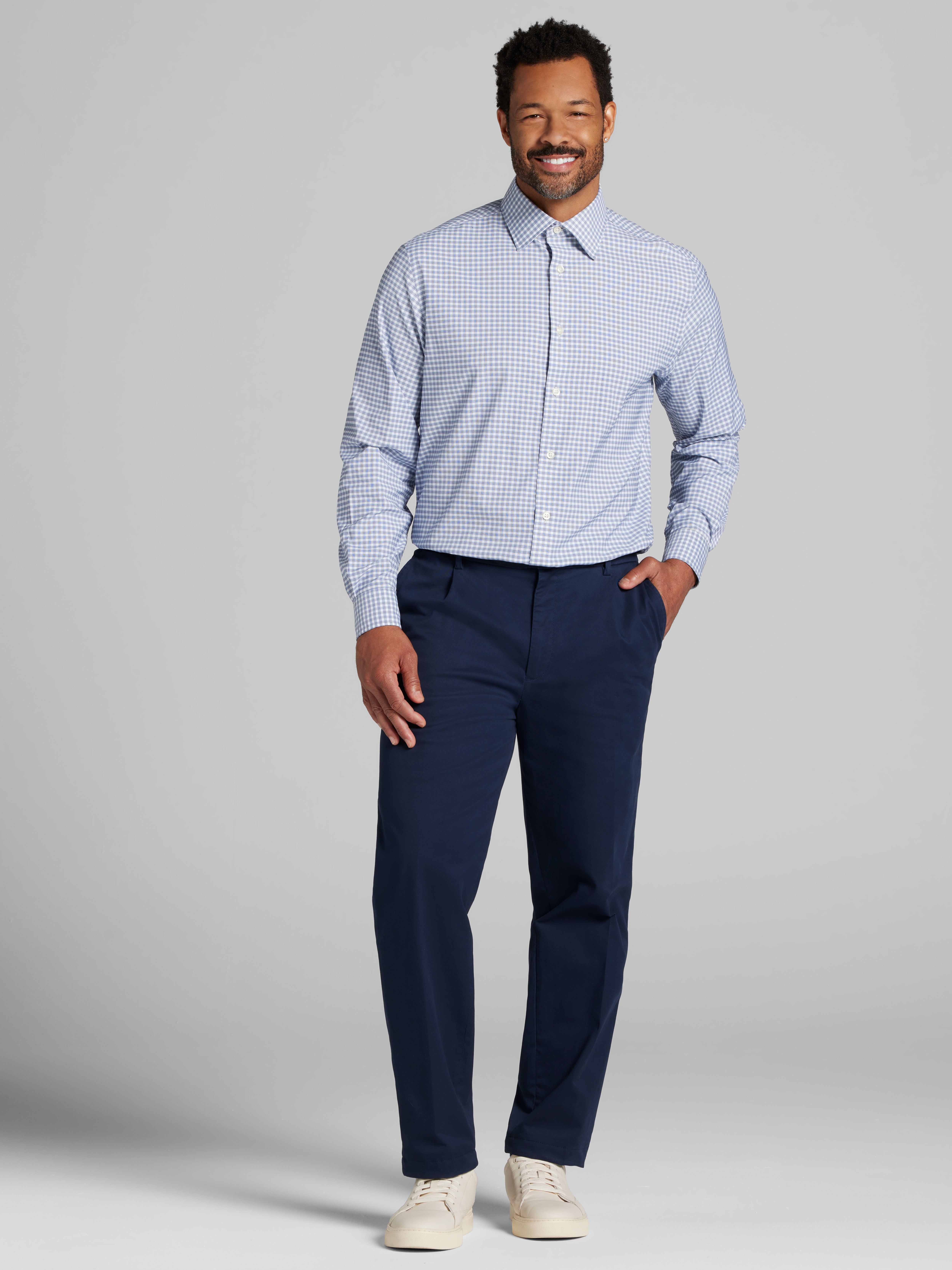Modern Fit Performance Multi Plaid 4-Way Stretch Dress Shirt