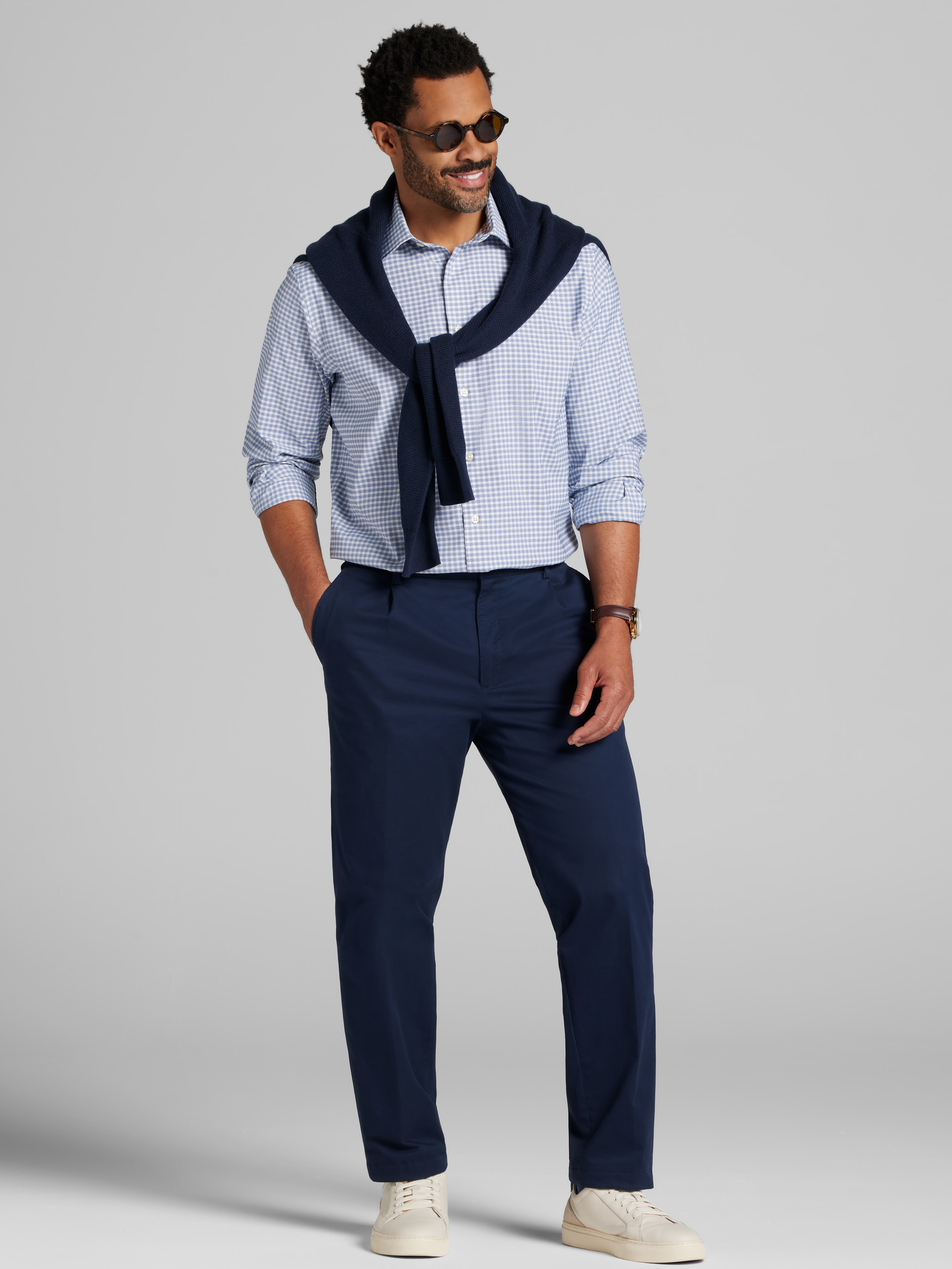 Modern Fit Performance Multi Plaid 4-Way Stretch Dress Shirt