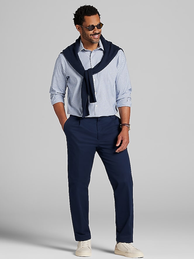Joseph Abboud Modern Fit Performance Multi Plaid 4-Way Stretch Dress Shirt