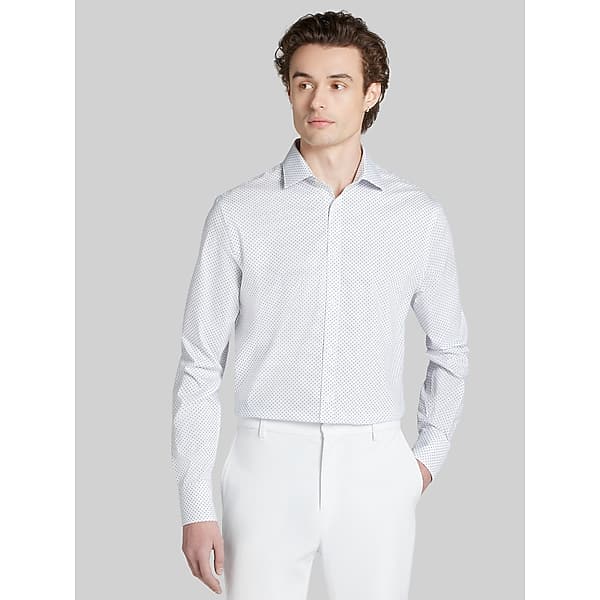 Egara Men's Skinny Fit Diamond Pattern Dress Shirt Navy - Size: 17 1/2 34/35