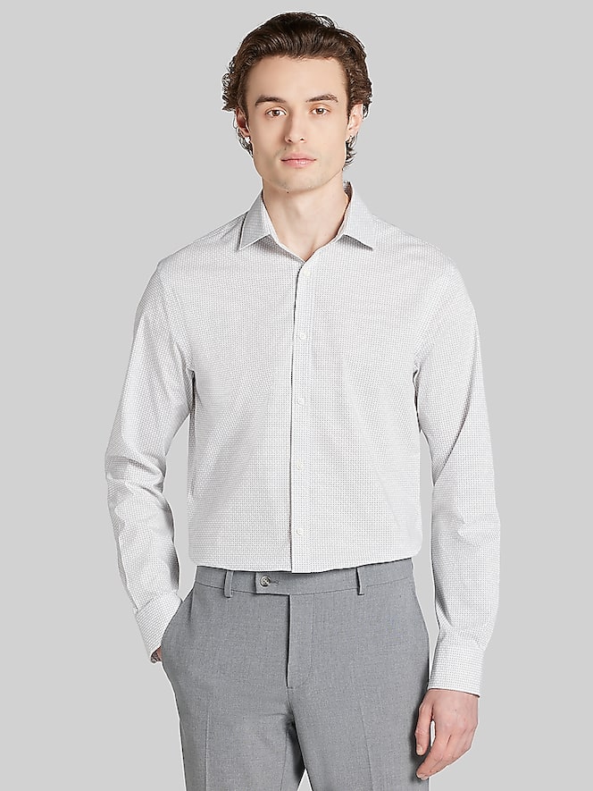 Egara Skinny Fit Criss Cross Pattern Dress Shirt