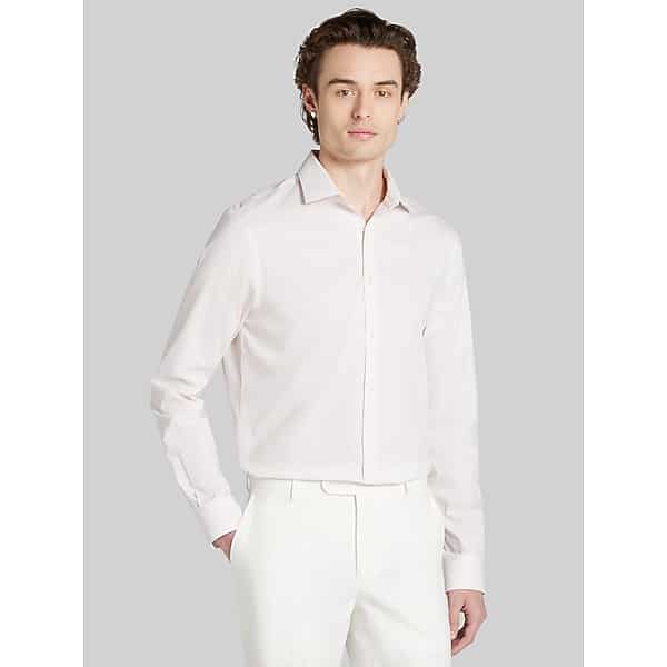 Egara Men's Skinny Fit Triangles Dress Shirt Blush - Size: 16 34/35