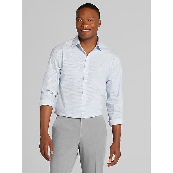 Egara Men's Skinny Fit Floral Dress Shirt Grey