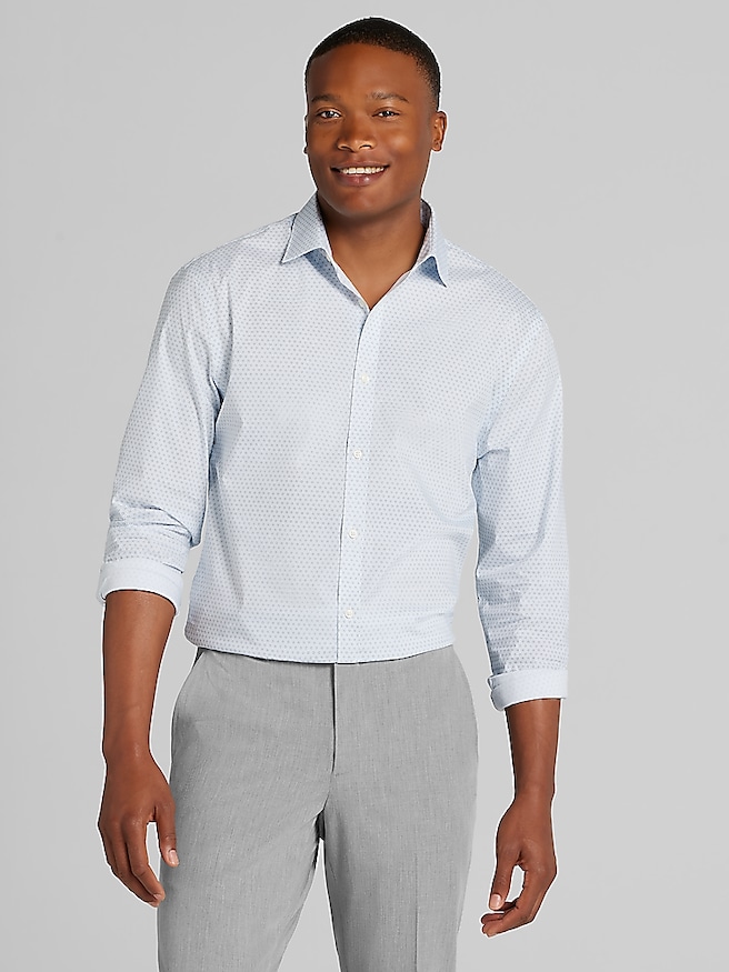 Egara Men's Skinny Fit Floral Dress Shirt , Grey / Gray