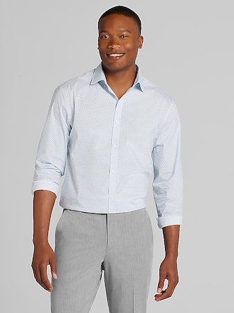 slim fit dress slacks Mens Slim Fit Spread Collar Dress Shirt in Grey 17.5-36-37 / Grey main image 0