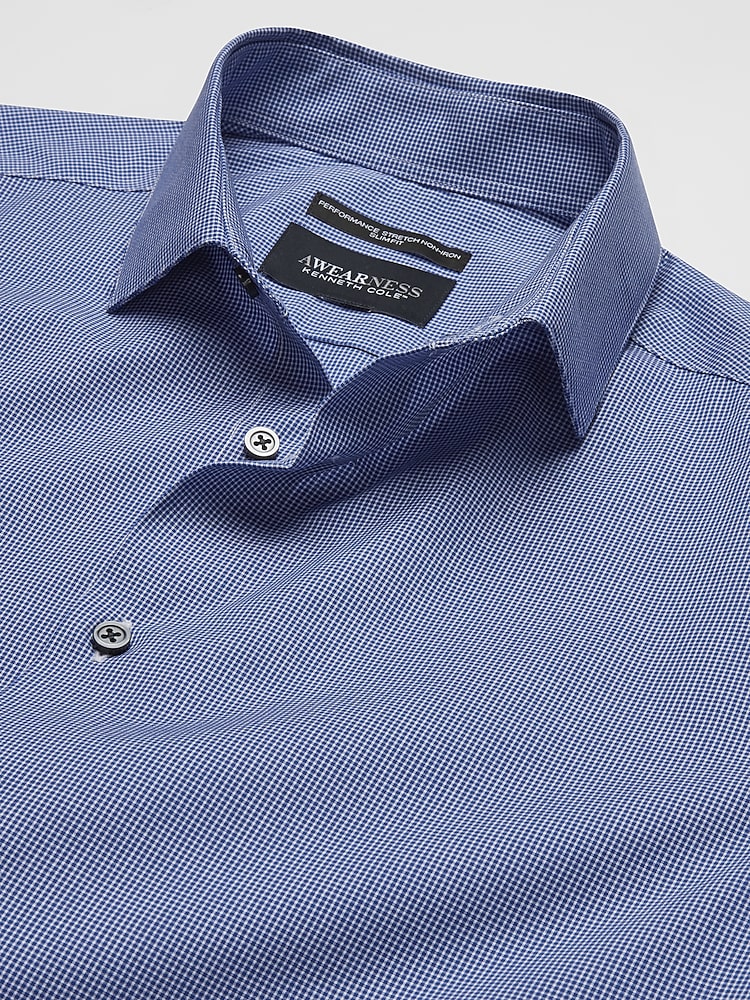 princess polly baby blue dress Slim Fit Blue/Navy Micro Check Non-Iron Men's Dress Shirt – Wilkes & Riley,  LLC main image 1