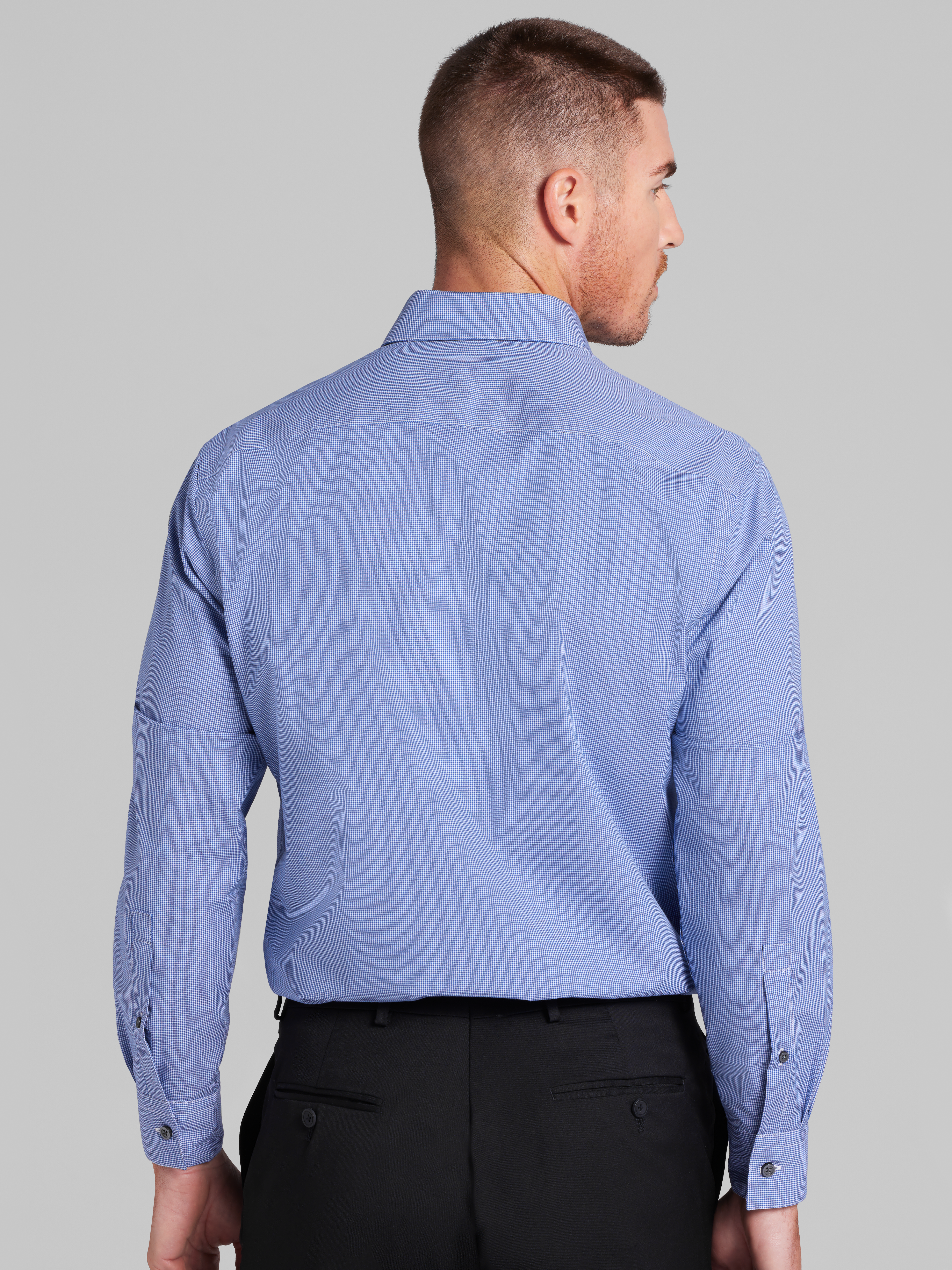 Slim Fit Stretch Micro Check Dress Shirt
