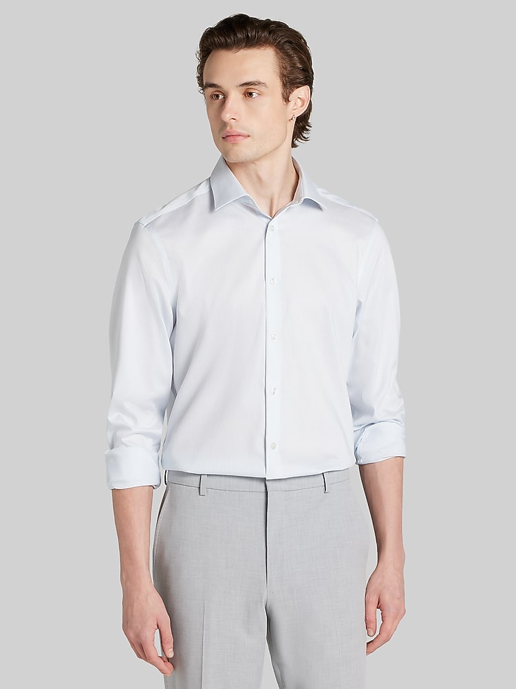 Calvin Klein Slim Fit Stripe Dress Shirt, Blue Stripe | Men's Wearhouse
