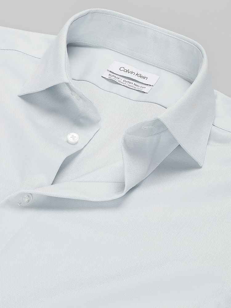 Calvin Klein Slim Fit Dobby Dress Shirt, Lt Green Solid | Men's Wearhouse