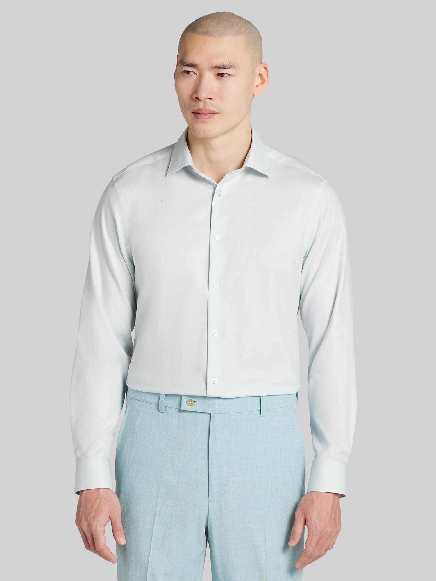 Calvin Klein Slim Fit Dobby Dress Shirt, Lt Green Solid | Men's Wearhouse