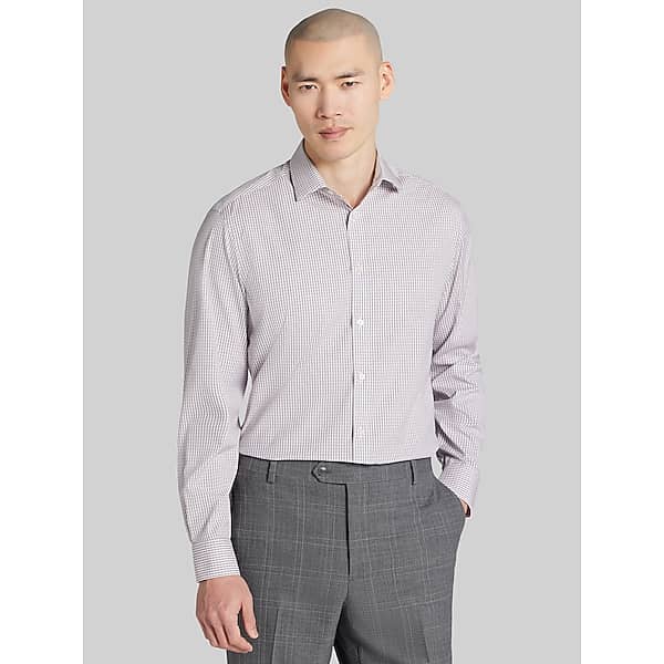 Awearness Kenneth Cole Big & Tall Men's Slim Fit Plaid Dress Shirt Blush - Size: 17 36/37