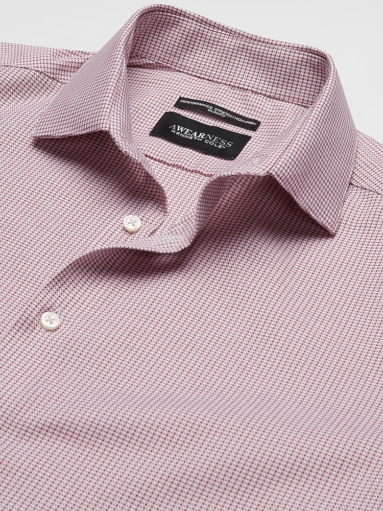 Awearness Kenneth Cole Slim Fit Ultra Performance Stretch Dress Shirt in Rust Red  Mens Non-Iron Spread Collar Shirt, Size 15 1/2 34/35