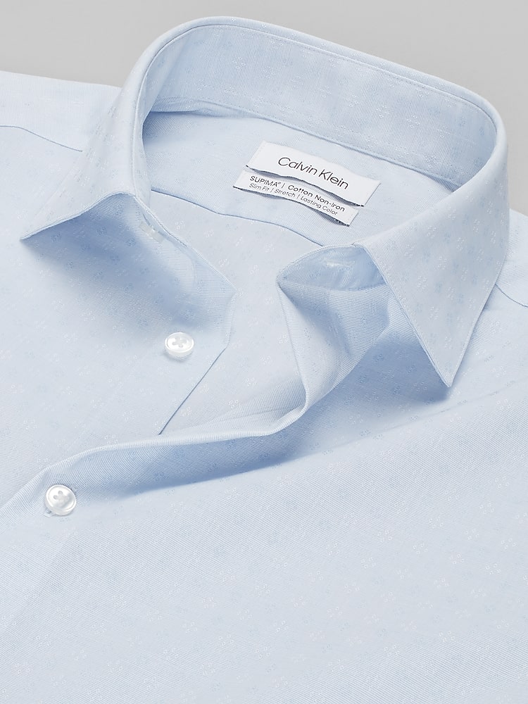 Calvin Klein Men's Long-Sleeve Slim-Fit Dress Shirt - Blue - Size 17 34/35