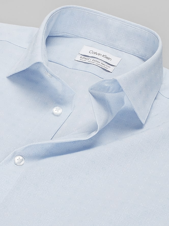 Calvin Klein Slim Fit Textured Solid Supima Cotton Dress Shirt