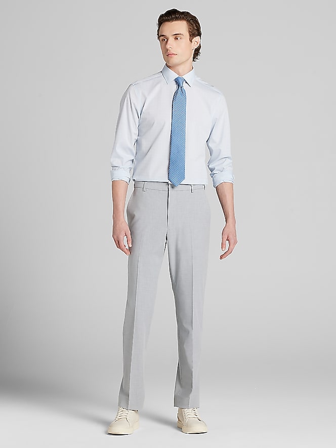 Calvin Klein Slim Fit Textured Solid Supima Cotton Dress Shirt