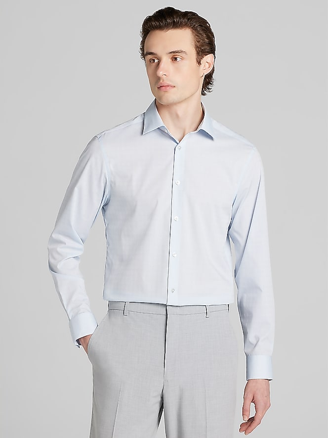 Calvin Klein Slim Fit Textured Solid Supima Cotton Dress Shirt