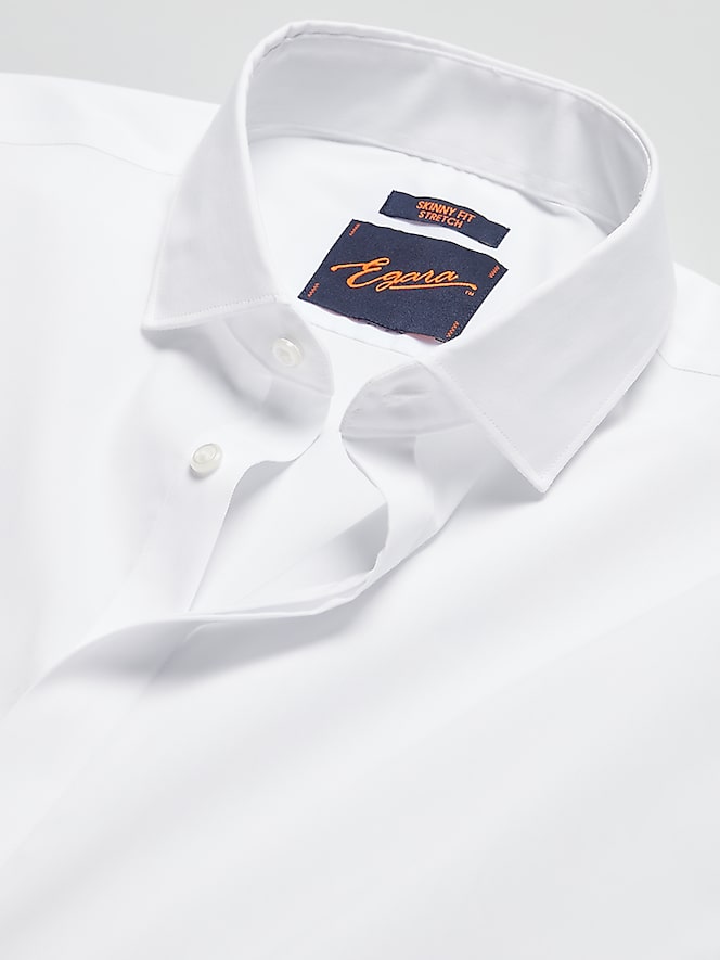 Egara Skinny Fit Solid Covered Placket Dress Shirt