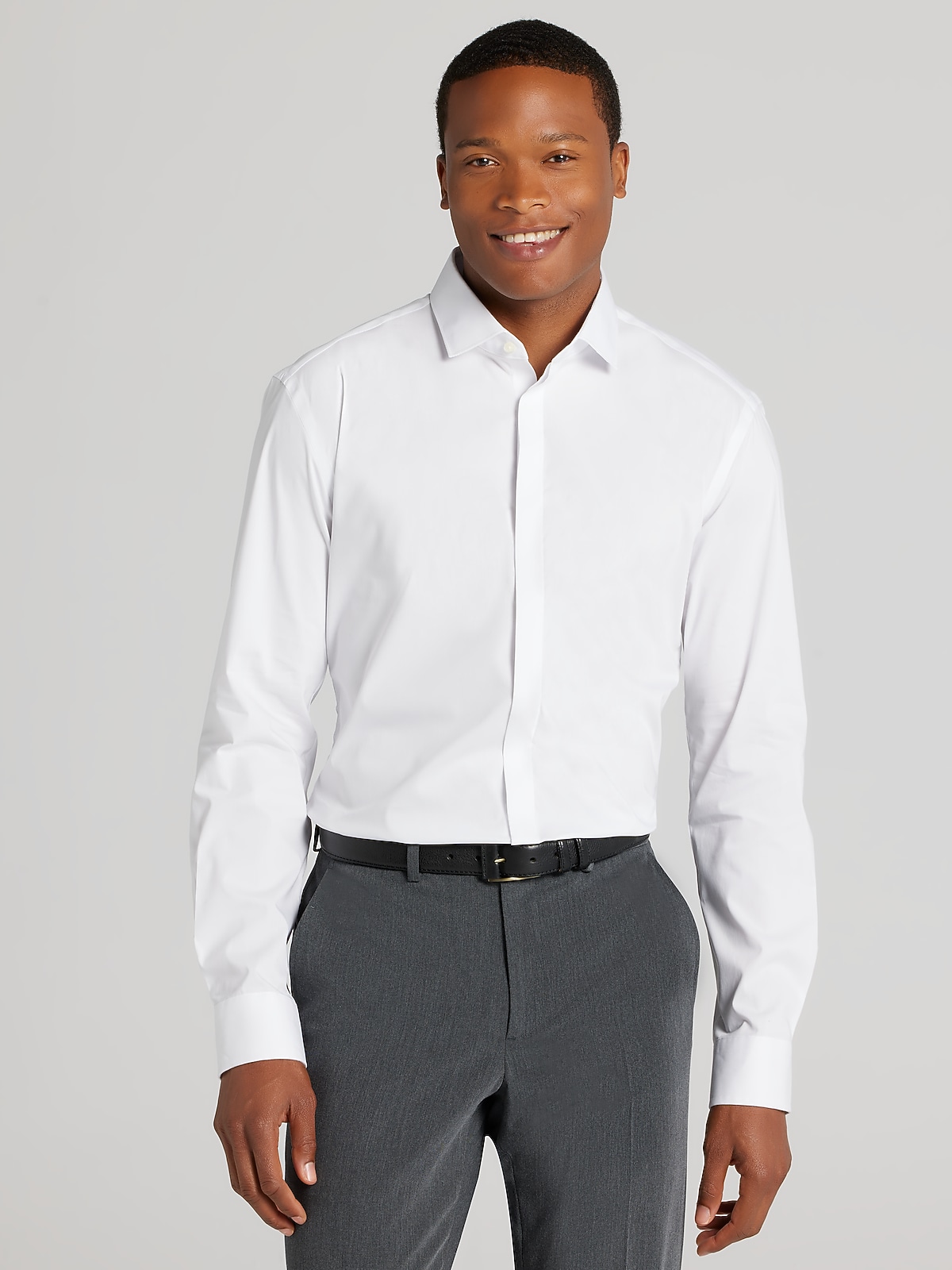 egara dress shirt Egara Skinny Fit Solid Covered Placket Dress Shirt, White | Dress Shirts