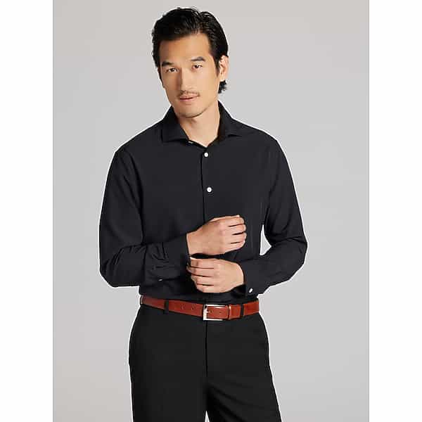 Wilke-Rodriguez Big & Tall Men's Slim Fit 4-Way Stretch Dress Shirt Black - Size: 18 1/2 34/35