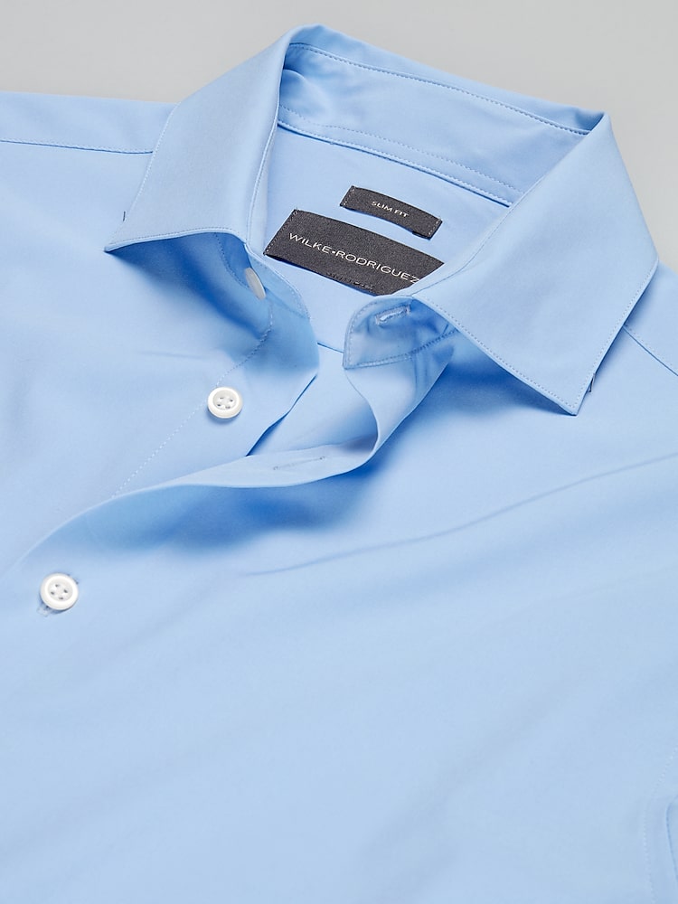 Slim Fit 4-Way Stretch Dress Shirt | Blue - Size: 15 32/33