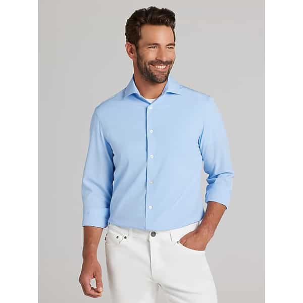 Wilke-Rodriguez Men's Slim Fit 4-Way Stretch Dress Shirt Blue - Size: 15 1/2 32/33
