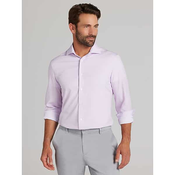 Wilke-Rodriguez Men's Modern Fit Bengal Stripe Dress Shirt Lavender - Size: 17 34/35