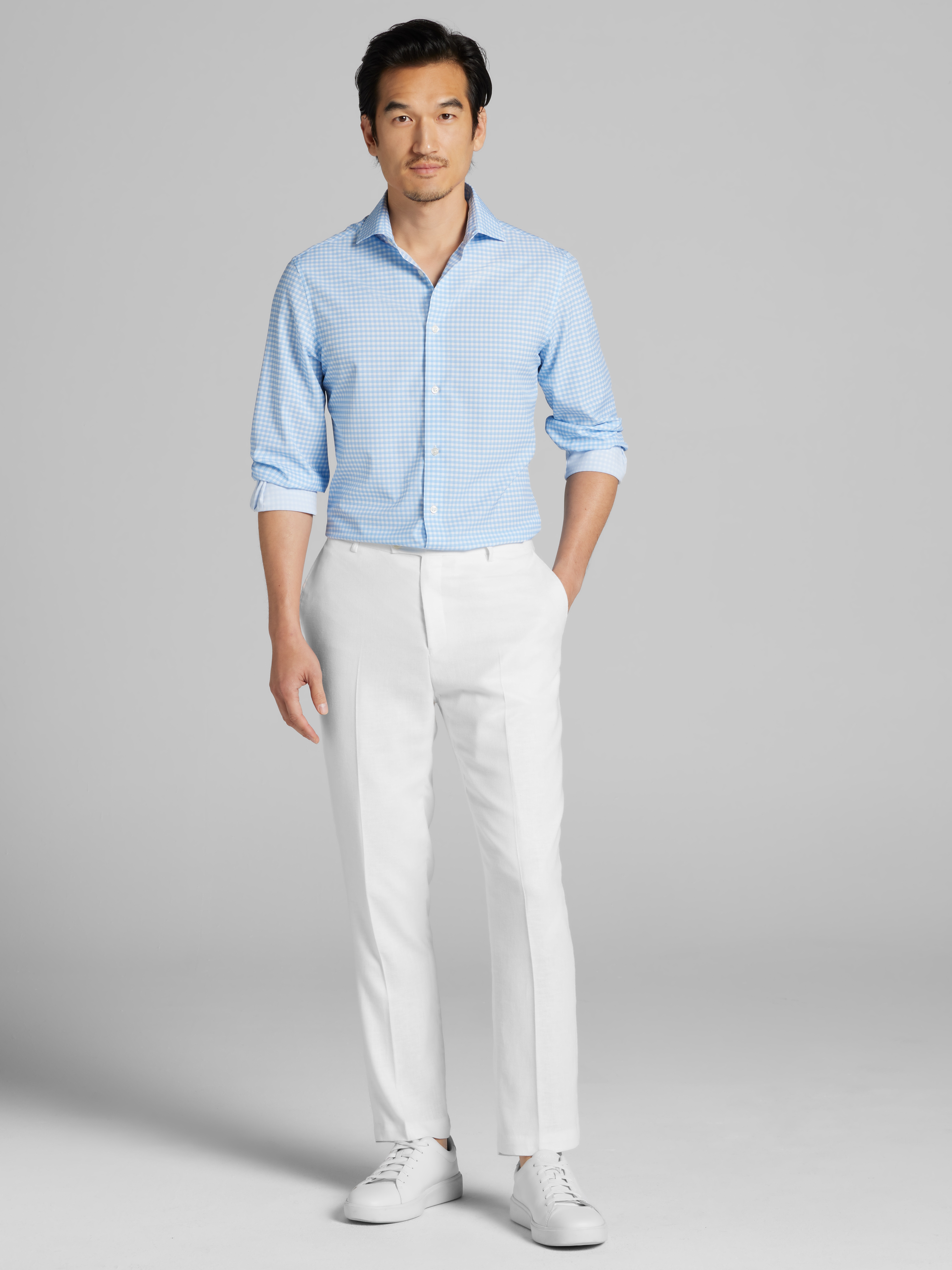 Modern Fit Small Check Dress Shirt