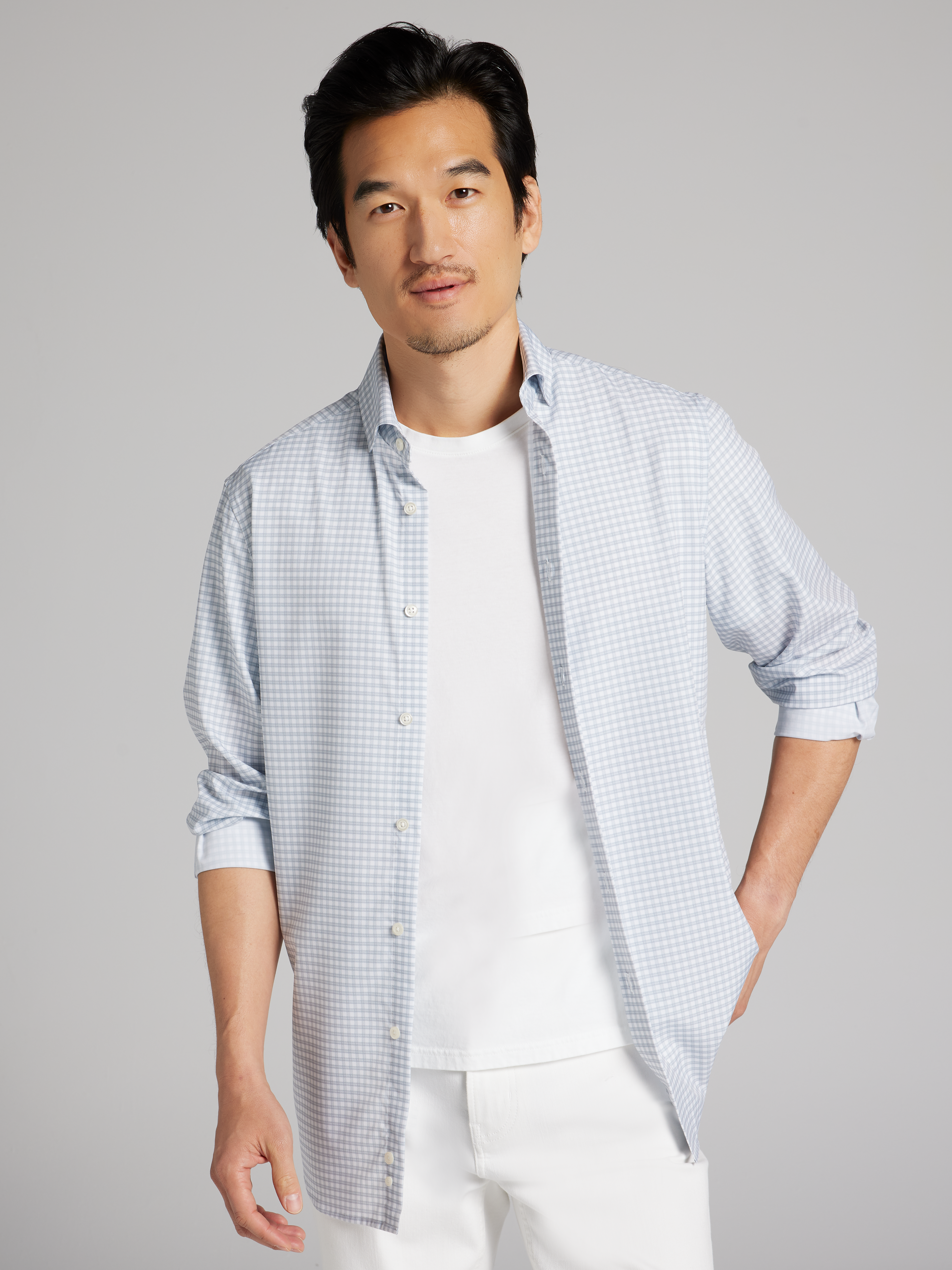 Modern Fit Small Check Dress Shirt