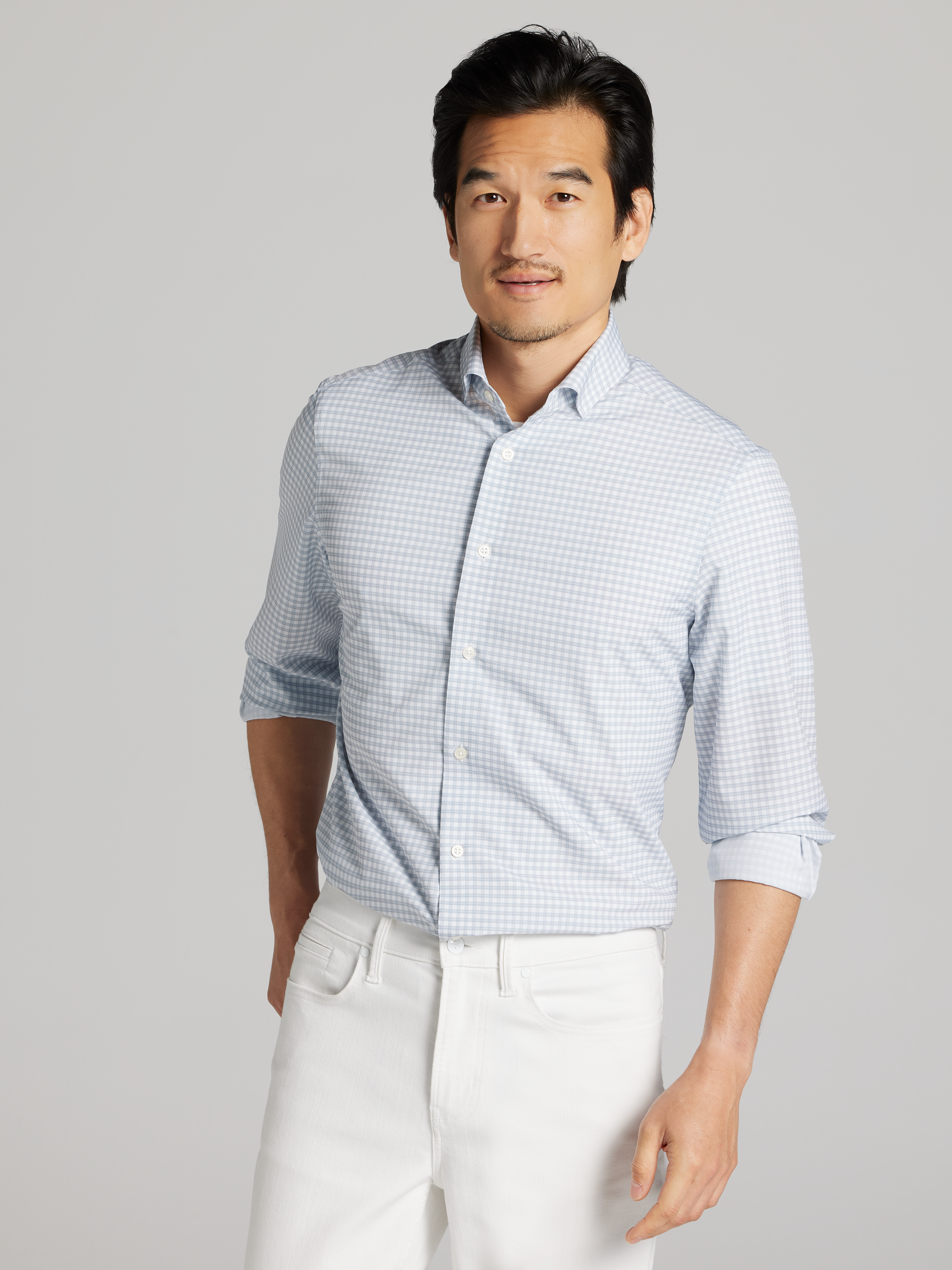 Modern Fit Small Check Dress Shirt