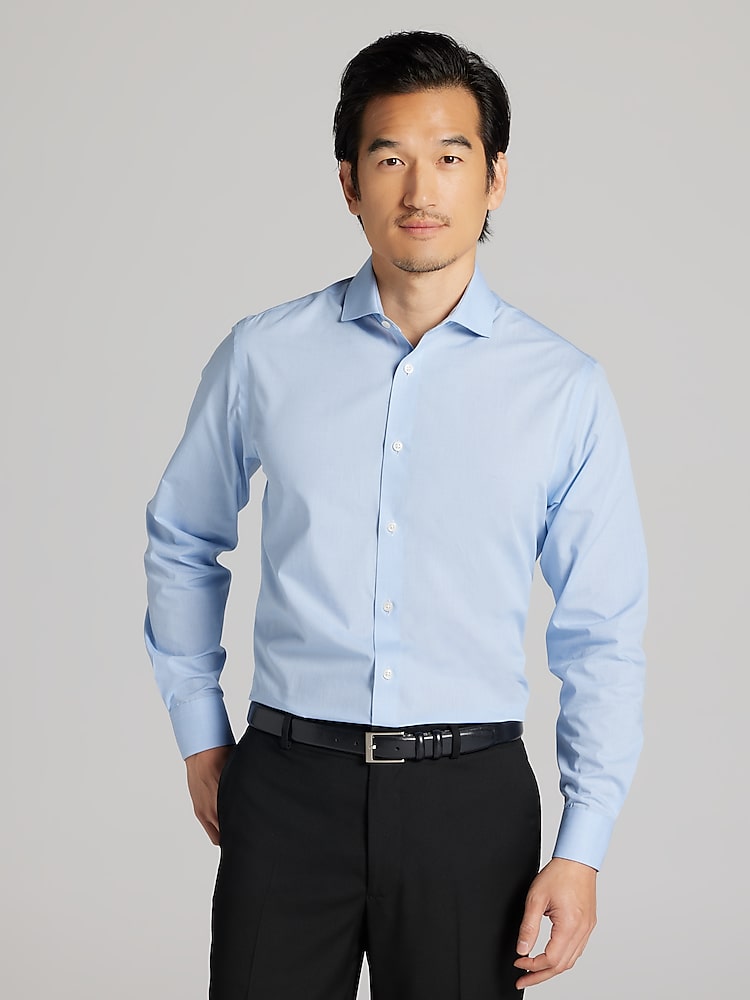 Wilke-Rodriguez Big & Tall Men's Slim Fit Dress Shirt , Blue - Size: 18 36/37