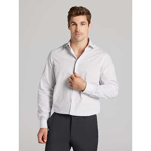 Wilke-Rodriguez Men's Modern Fit Check Dress Shirt White