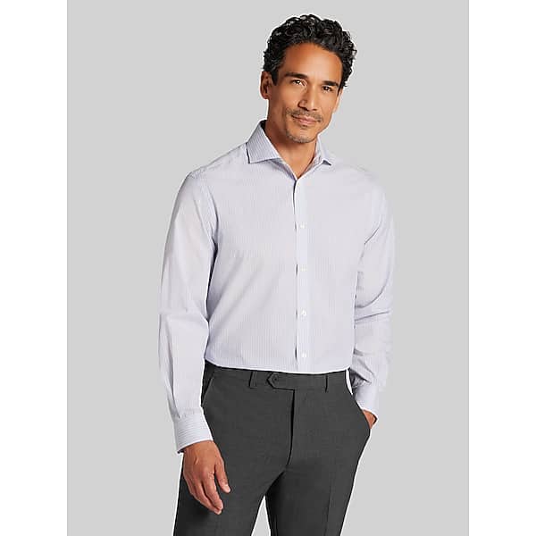 Wilke-Rodriguez Men's Modern Fit Stripe Dress Shirt Blue - Size: 16 1/2 34/35