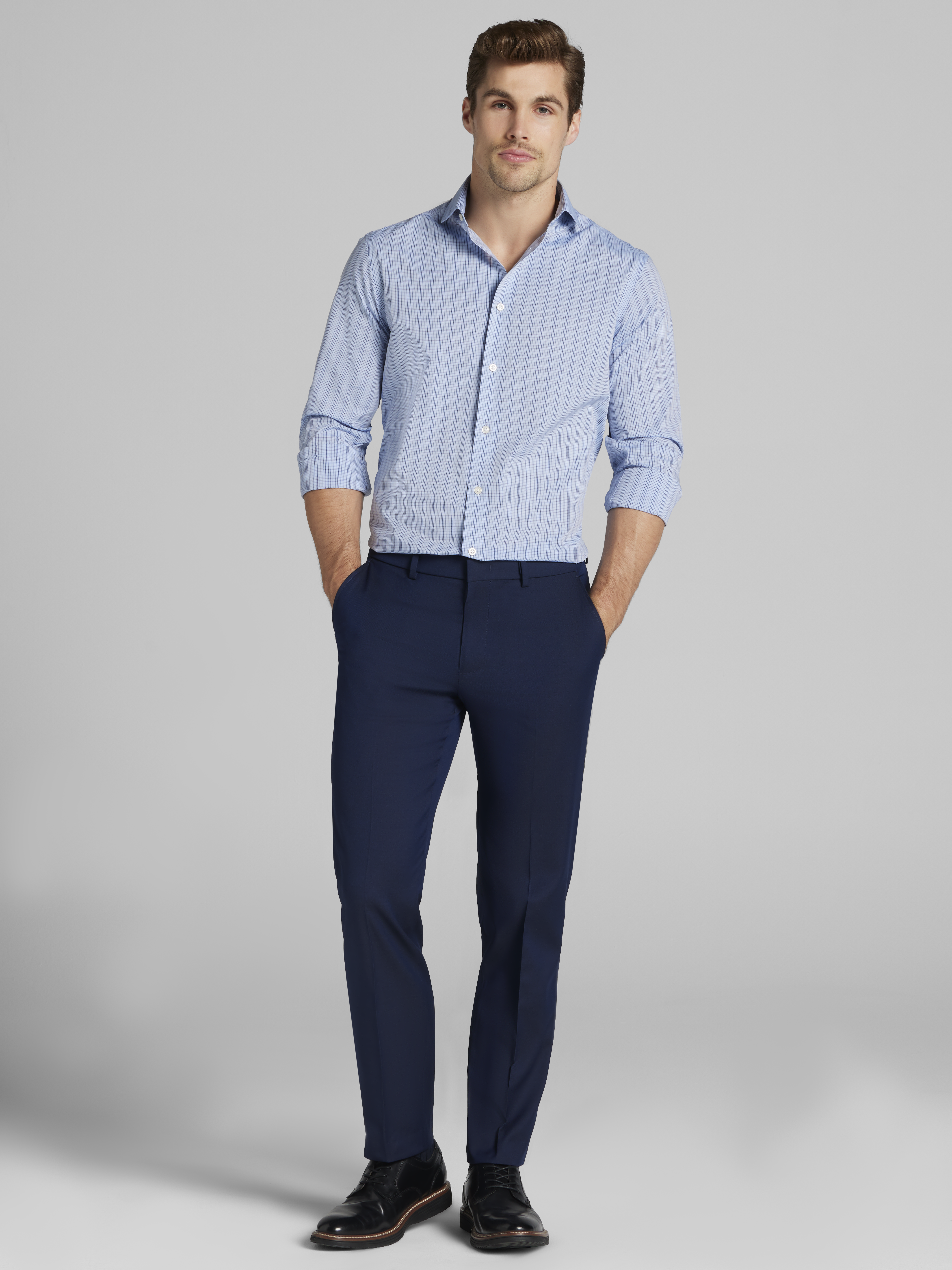 Modern Fit Double Check Dress Shirt