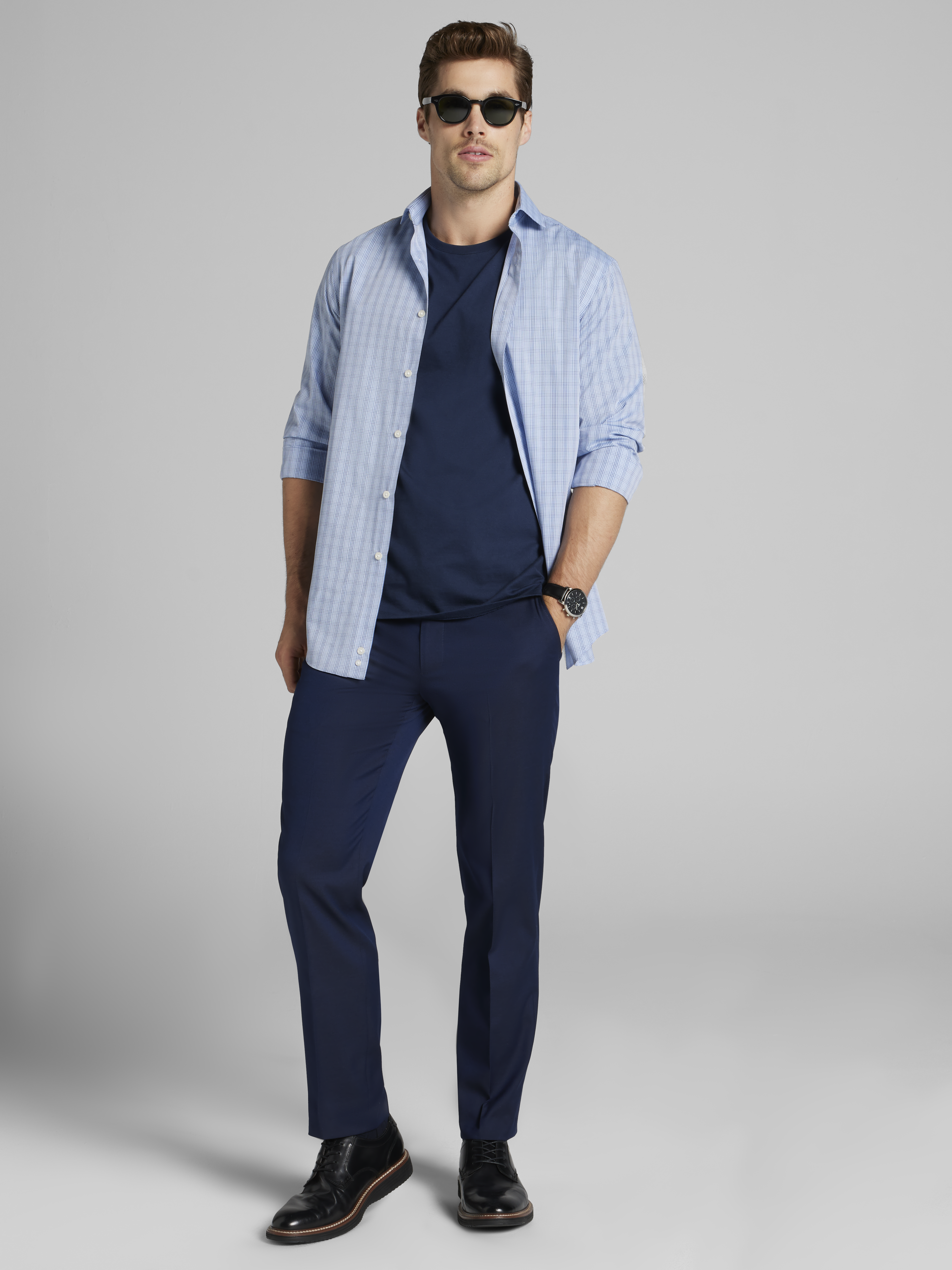 Modern Fit Double Check Dress Shirt