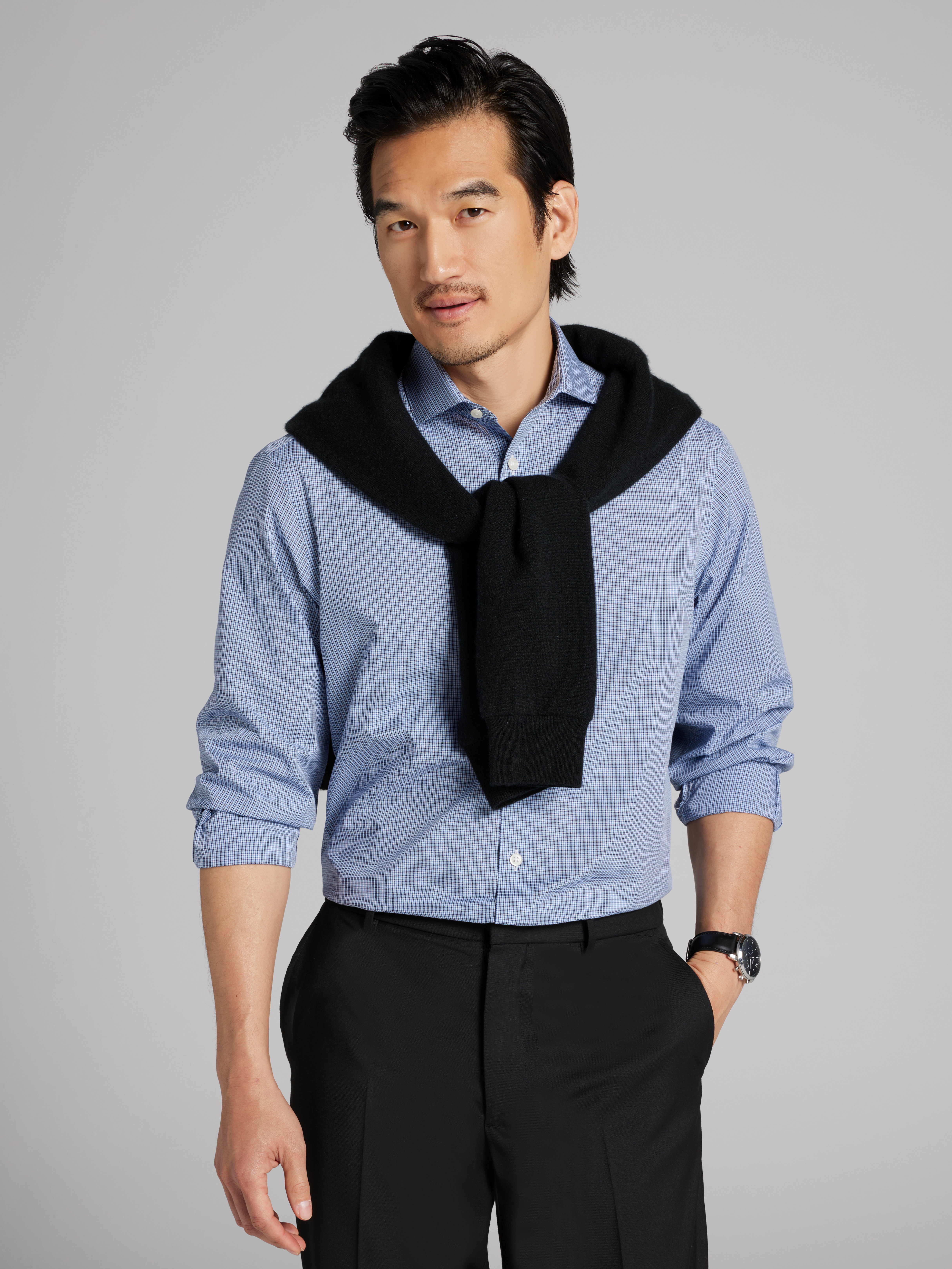 Modern Fit Mini Check Dress Shirt