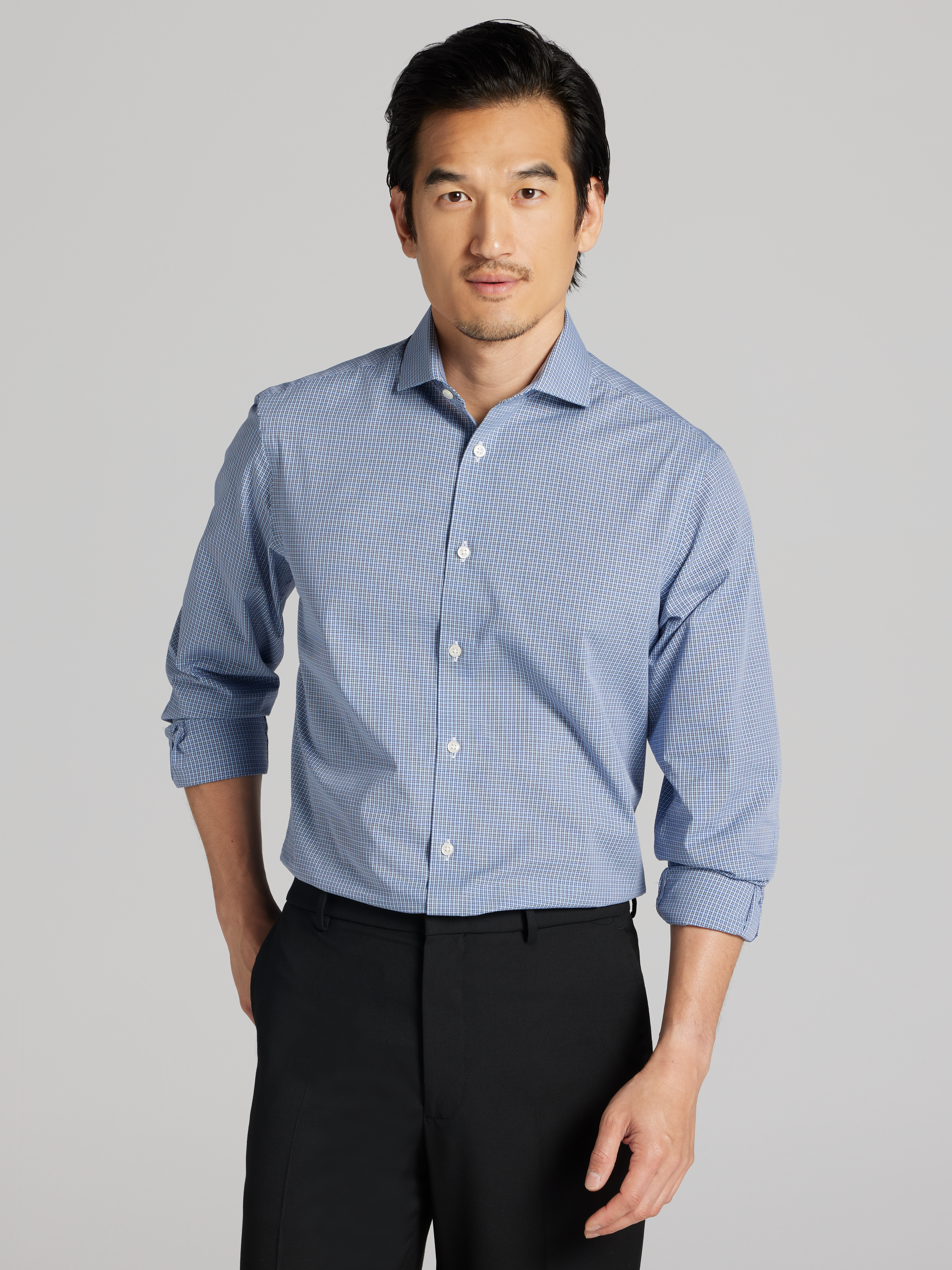 Modern Fit Mini Check Dress Shirt