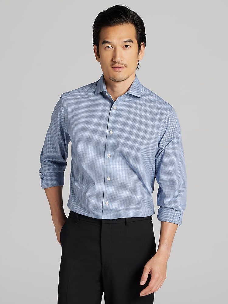 トップス T/R MINI CHECK REGULAR COLLAR SHIRT T/R MINI CHECK REGULAR COLLAR SHIRT